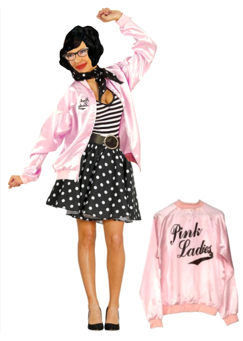 DISFRAZ GREASE CHAQUETA ROSA PINK LADY TALLA L