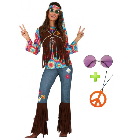 Disfraz de Hippie Fleco con Set
