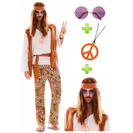 Disfraz de Hippie Chico con set