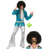 Disfraz de Disco Azul con peluca - Packs Disfraces Disco