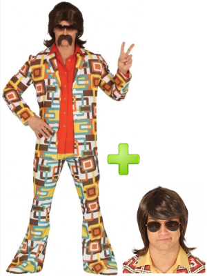 Disfraz de Disco Fever Hombre con peluca - Packs Disfraces Disco