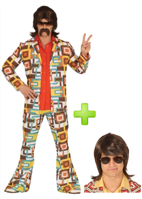 Disfraz de Disco Fever Hombre con peluca - Packs Disfraces Disco