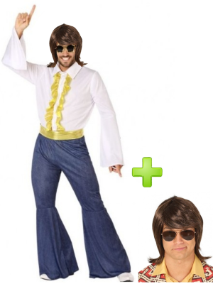Disfraz de Disco Campanas Hombre con peluca - Packs Disfraces Disco