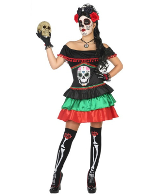 Costume Catrina Court Crâne