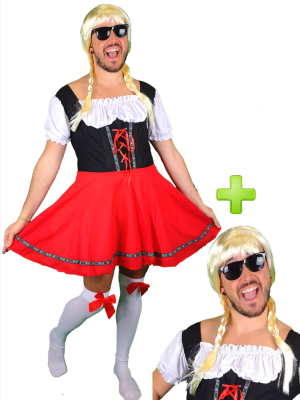 Disfraz de Tirolesa Roja para Hombre - Disfraces Despedida Soltero