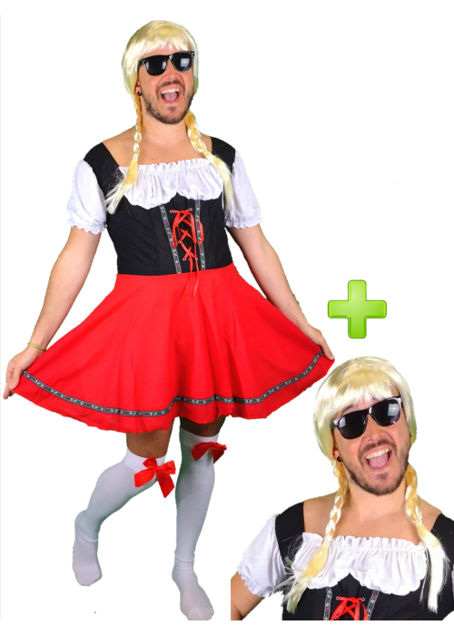 Disfraz de Tirolesa Roja para Hombre - Disfraces Despedida Soltero