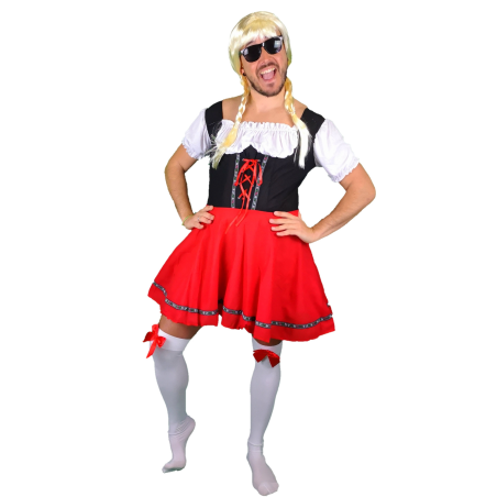 Disfraz de Tirolesa Roja para Hombre - Disfraces Despedida Soltero