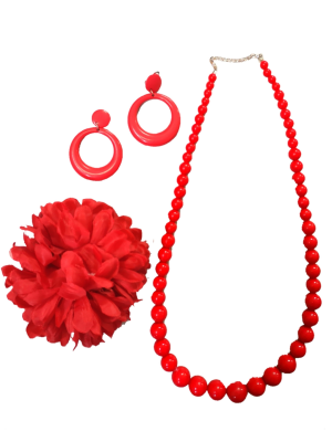 Set de Complementos Sevillana adulto Rojo - Packs Accesorios Flamencos
