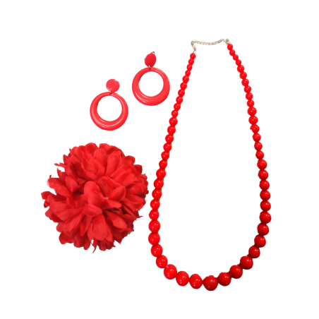 Set de Complementos Sevillana adulto Rojo - Packs Accesorios Flamencos