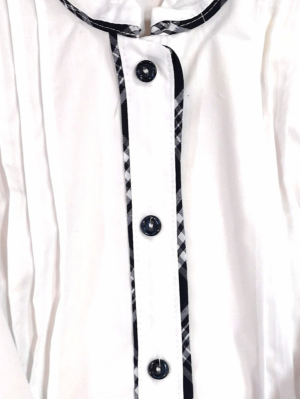 Camisa Blanca con Bies de Cuadros Mujer - Blusones, Camisas y Camisetas Regionales