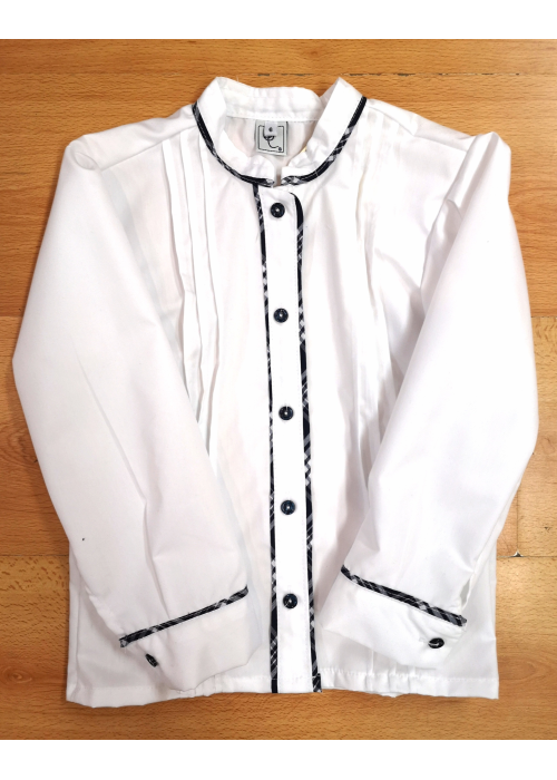 Camisa Blanca con Bies de Cuadros Mujer - Blusones, Camisas y Camisetas Regionales