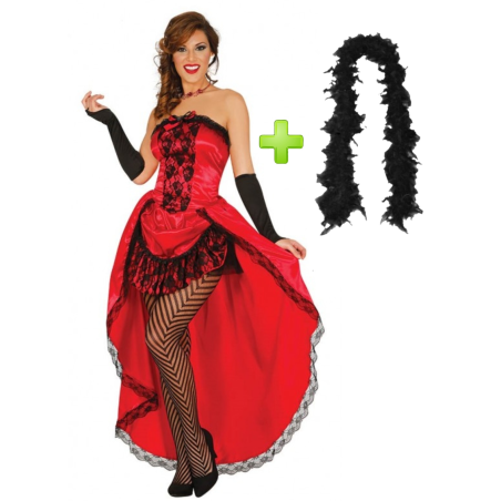 Disfraz de Can Can Mouling Rouge con boa