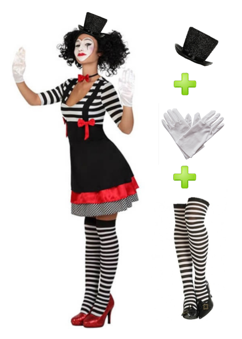 Comprar Disfraz de Mimo chica con medias y guantes - Packs Disfraces de Circo Comprar Disfraz de Mimo chica con medias y guantes - Packs Disfraces de Circo