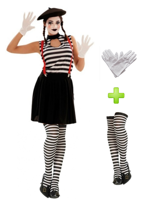Supervivencia masilla Extracción Comprar Disfraz de Mimo chica con medias y guantes - Packs Disfraces de Circo Supervivencia masilla Extracción Comprar Disfraz de Mimo chica con medias y guantes - Packs Disfraces de Circo