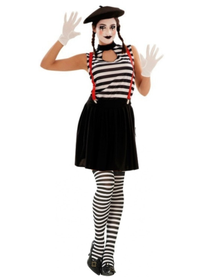 Disfraz de Mimo chica con medias y guantes - Packs Disfraces de Circo