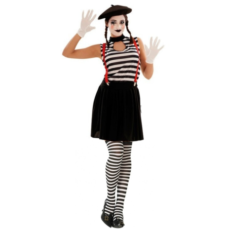 Disfraz de Mimo chica con medias y guantes - Packs Disfraces de Circo