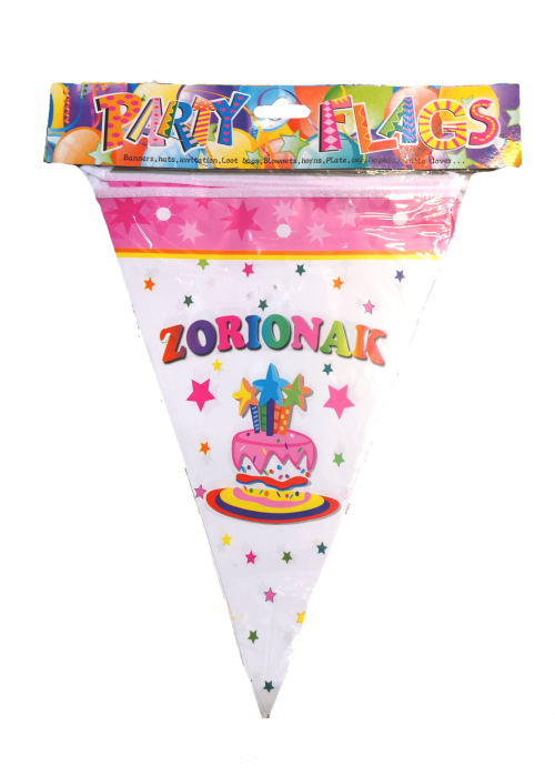 Banderines Zorionak Rosas - Decoracion de Cumpleaños de Zorionak