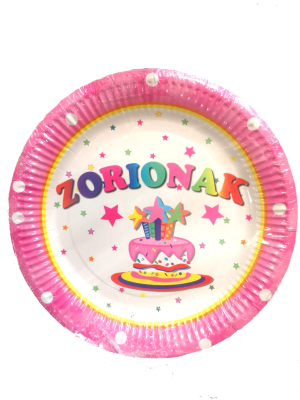 Comprar Platos Zorionak Rosas - CELEBRACIONES