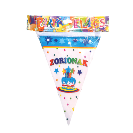 Banderines Zorionak Azules - Decoracion de Cumpleaños de Zorionak