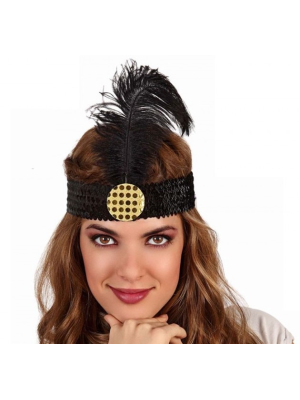 Comprar Cinta Charleston con Pluma Negra - Sombreros