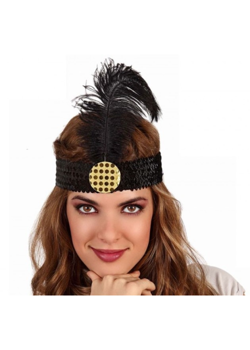 Comprar Cinta Charleston con Pluma Negra - Sombreros