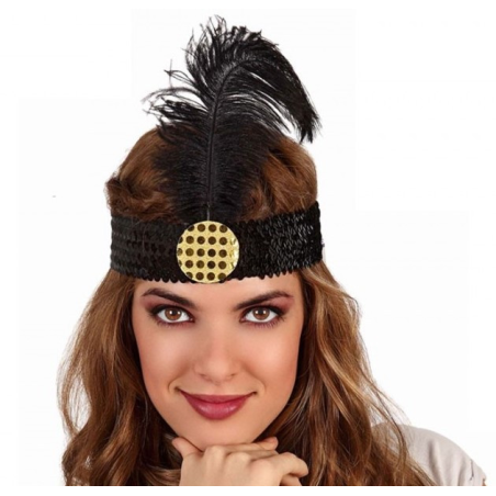 Cinta Charleston con Pluma Negra - Sombreros