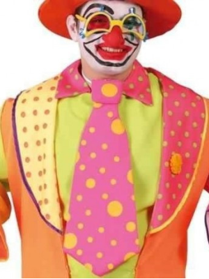 Comprar Corbata Payaso Rosa Lunares Amarillos - Complementos de Payasos, Arlequines y Bufones