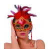 Antifaz con Plumas Rojo - Mascaras y Antifaces