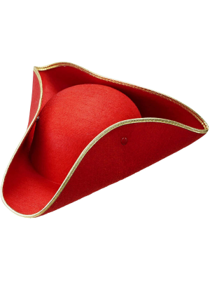 Sombrero Almirante Rojo Detalle Dorado - Piratas y Mosqueteros
