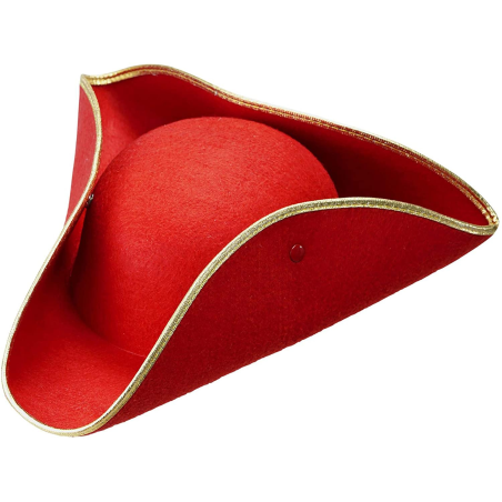 Sombrero Almirante Rojo Detalle Dorado - Piratas y Mosqueteros