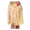 Falda Hawaiana con Flores de 55cm Paja - Hawaianos