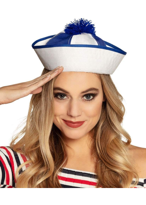 Comprar Gorro Marinero Pom Pom Azul y Blanco - Complementos de Marineros