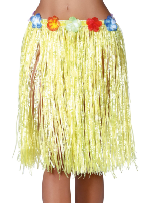 Saia havaiana com flores de 50 cm Amarela