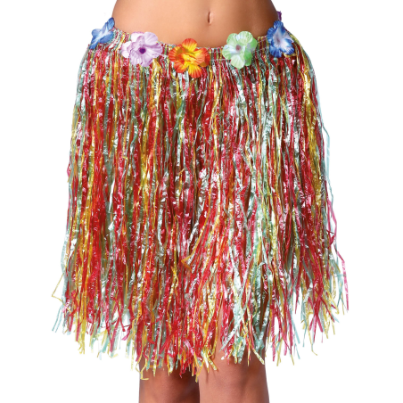 Falda Hawaiana con Flores de 55 cm Multicolor - Faldas y Pantalones