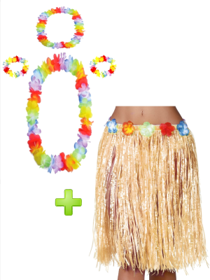 Conjunto Hawaiana Paja - Packs Disfraces Hawaianos