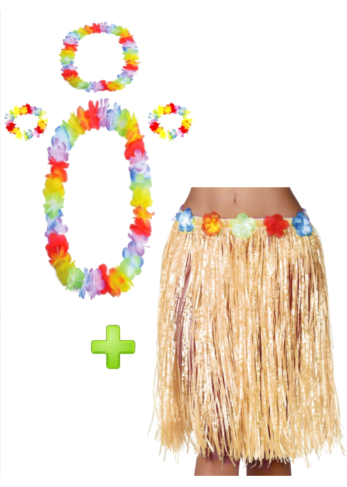 Conjunto Hawaiana Paja - Packs Disfraces Hawaianos