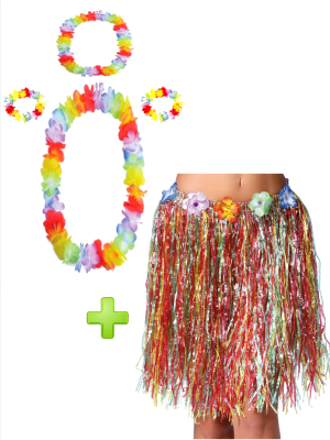 Conjunto Hawaiana Multicolor - Packs Disfraces Hawaianos