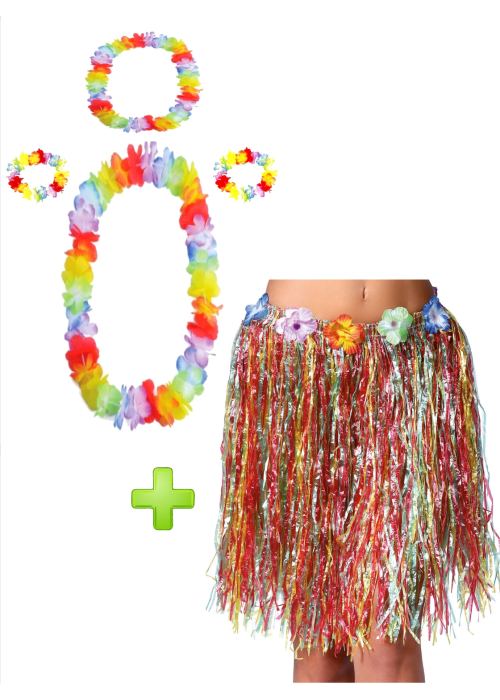 Conjunto Hawaiana Multicolor - Packs Disfraces Hawaianos