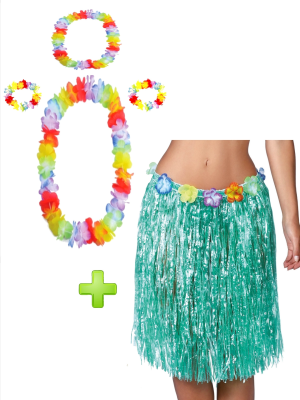 Conjunto Hawaiana Verde - Packs Disfraces Hawaianos