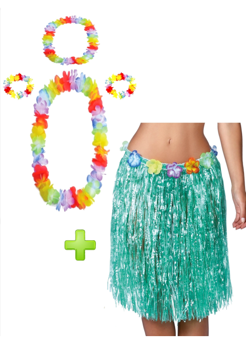 Conjunto Hawaiana Verde - Packs Disfraces Hawaianos