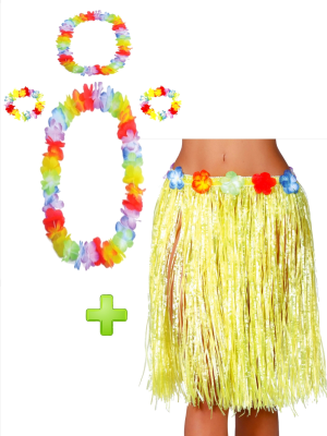 Conjunto Hawaiana Amarillo - Packs Disfraces Hawaianos