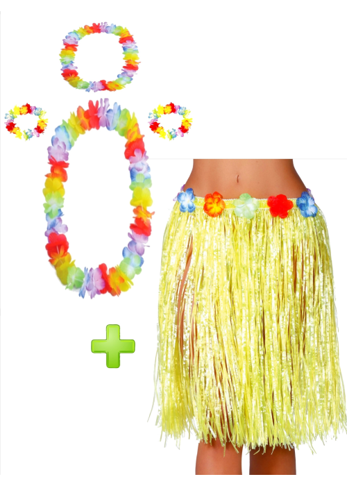 Conjunto Hawaiana Amarillo - Packs Disfraces Hawaianos
