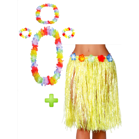 Conjunto Hawaiana Amarillo - Packs Disfraces Hawaianos