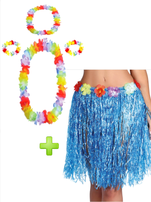 Conjunto Hawaiana Azul - Packs Disfraces Hawaianos