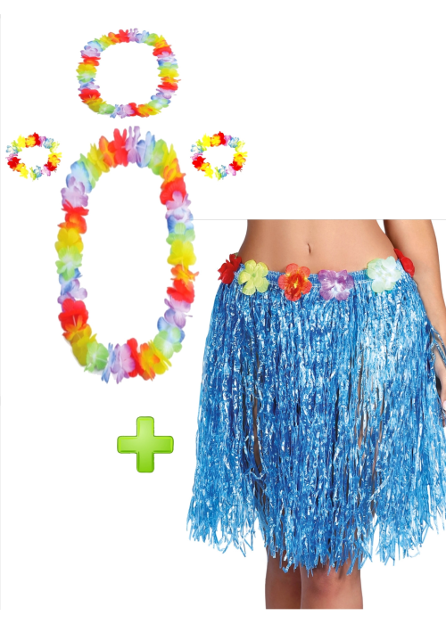 Conjunto Hawaiana Azul - Packs Disfraces Hawaianos