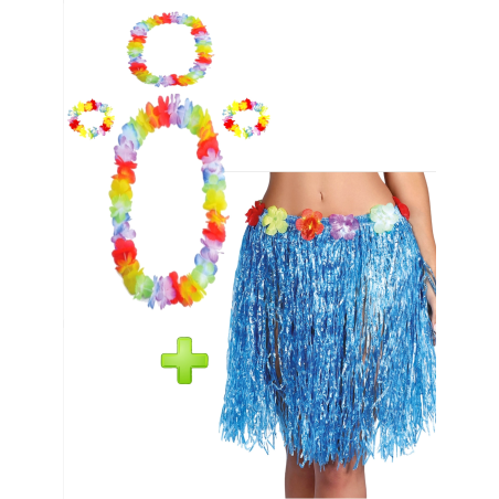 Conjunto Hawaiana Azul - Packs Disfraces Hawaianos