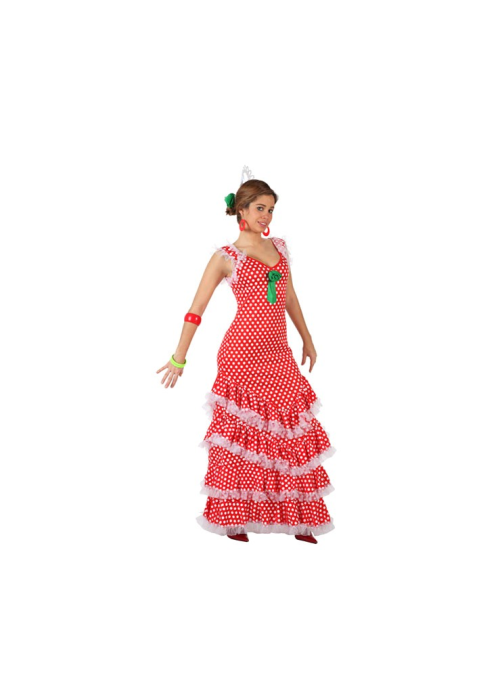 Disfraz de Sevillana Rojacon Lunar Blanco - Disfraces de Sevillana para Mujer