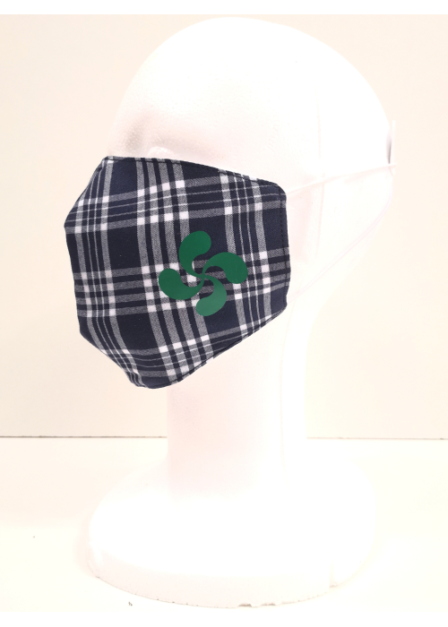 Mascarilla Tela Cuadros Lauburu Verde - Euskal Maskarak Adulto