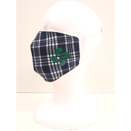 Mascarilla Tela Cuadros Lauburu Verde - Euskal Maskarak Adulto