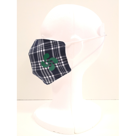 Mascarilla Tela Cuadros Lauburu Verde - Euskal Maskarak Adulto